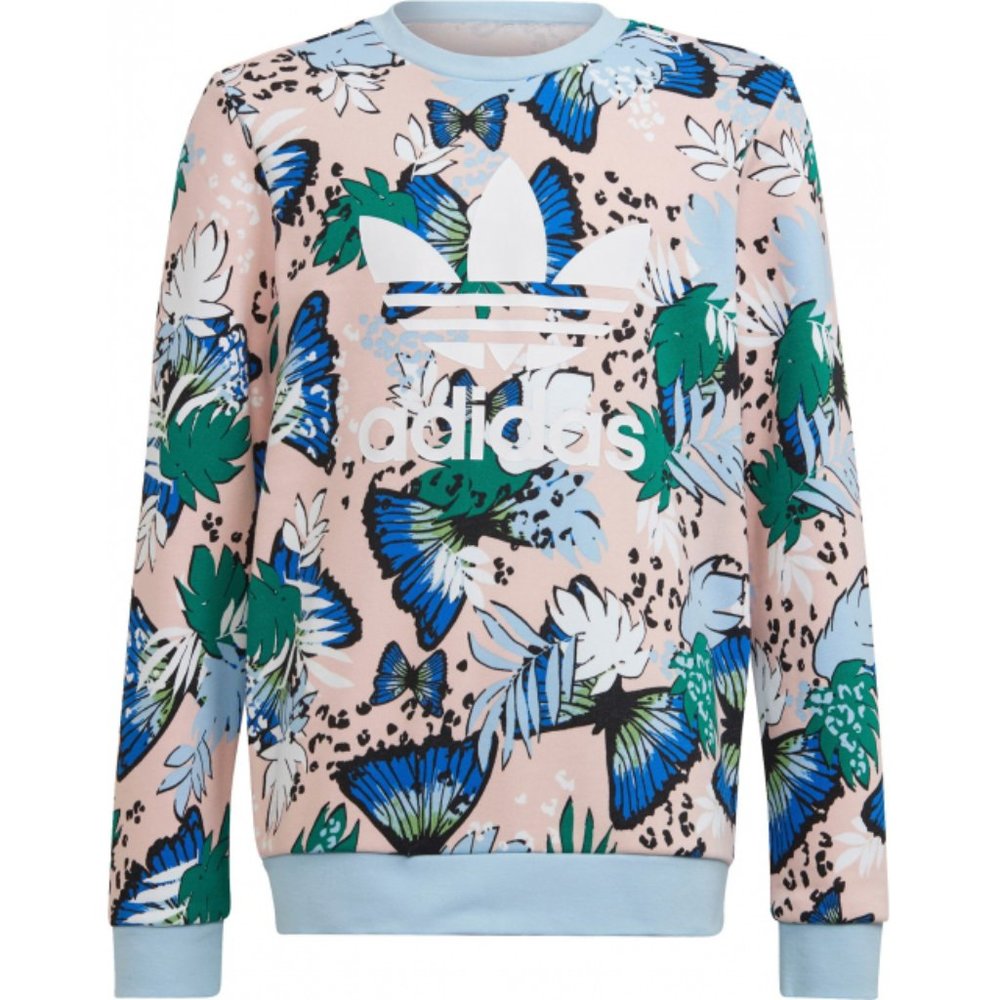 Adidas HER Studio London Animal Flower Print Crew Sweatshirt Girls Size XL